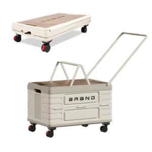 360° Rotating Foldable Storage Cart – Heavy-Duty Mobile organizer.
