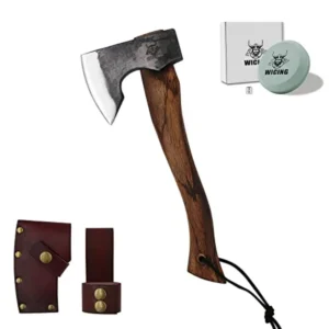 13.5 Inch Hatchet Camping Axes and Hatchets 1065 Carbon Steel and Beech Handle with Leather Sheath