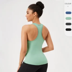 Racerback Sports Tank Tight Women Sweat Wicking Quick Dry Breathable Slim Yoga Running Gym Workout Top