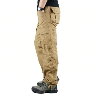 Mens 100% Cotton 8-Pocket Cargo Pants - Breathable, Durable, Quick-Dry Outdoor Pants For Hiking Travel Casual Wear